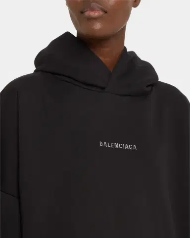 Balenciaga Logo Embellished Cropped Hoodie | Thumbnail 4