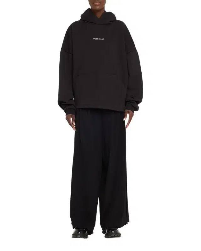 Logo Embellished Cropped Hoodie