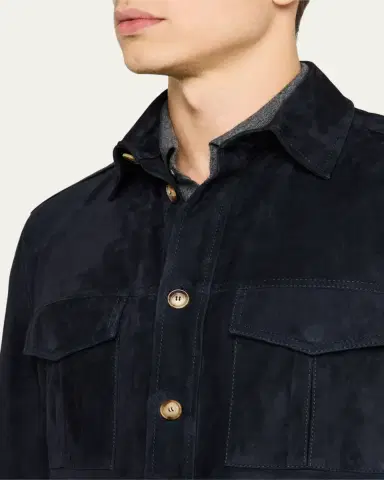 Brunello Cucinelli Men's Suede Field Jacket | Thumbnail 3