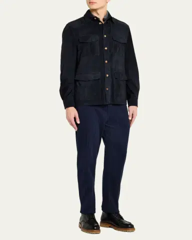 Brunello Cucinelli Men's Suede Field Jacket | Thumbnail 4