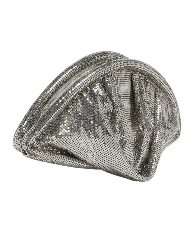 Studded Mesh Zip Pochette Clutch Bag