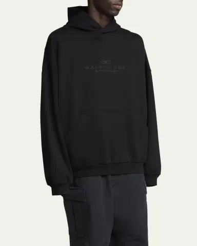 Balenciaga Men's Tonal Archetype Oversized Terry Hoodie | Thumbnail 4