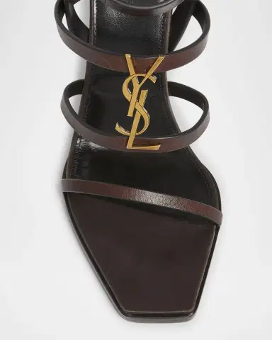 Saint Laurent Cassandra Leather YSL Wedge Sandals | Thumbnail 12