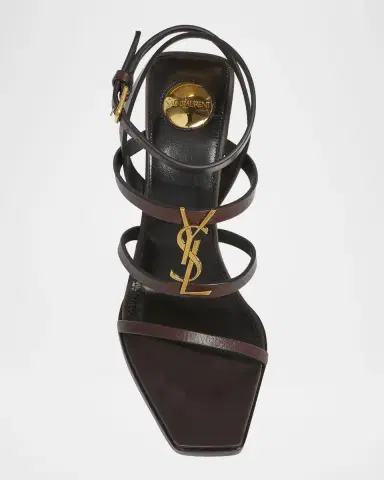 Saint Laurent Cassandra Leather YSL Wedge Sandals | Thumbnail 13