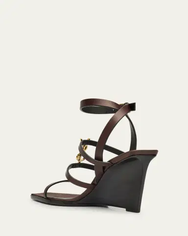 Saint Laurent Cassandra Leather YSL Wedge Sandals | Thumbnail 5