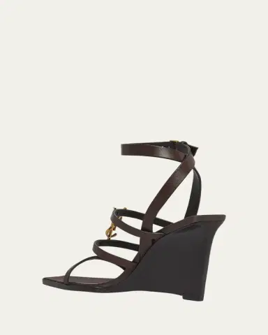 Saint Laurent Cassandra Leather YSL Wedge Sandals | Thumbnail 8