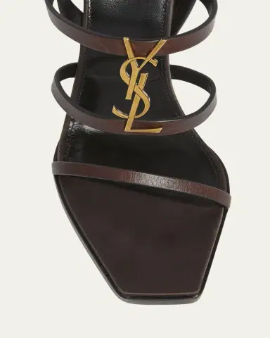 Saint Laurent Cassandra Leather YSL Wedge Sandals | Thumbnail 9