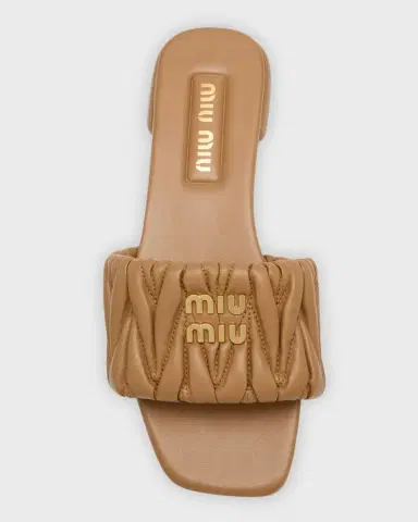 Miu Miu Quilted Leather Flat Slide Style | Thumbnail 4 Miu Miu Quilted Leather Flat Slide Style | Thumbnail 4