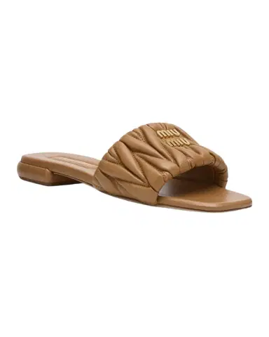 Miu Miu Quilted Leather Flat Slide Style | Thumbnail 1 Miu Miu Quilted Leather Flat Slide Style | Thumbnail 1
