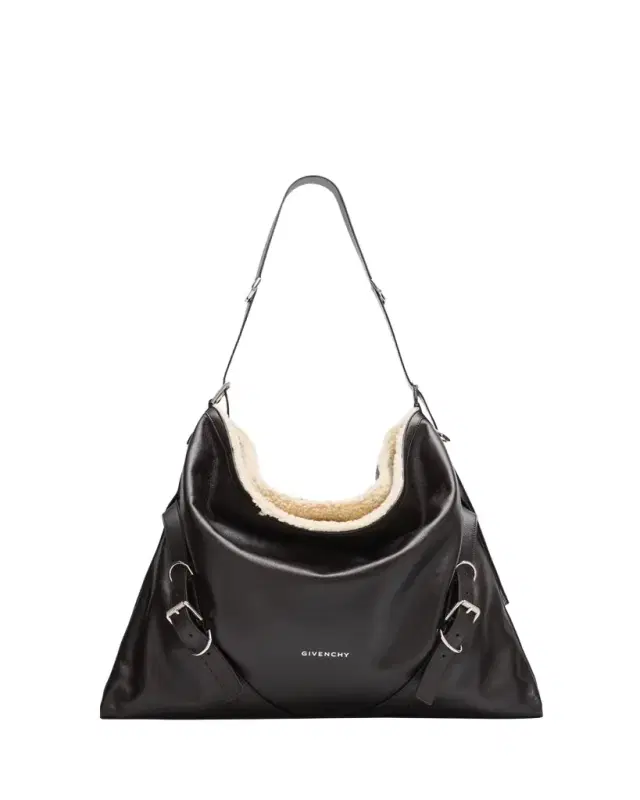 Men's Voyou Large Leather Shearling-Lined Shoulder Bag