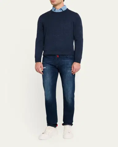 Kiton Men's Cashmere and Linen Crewneck Sweater | Thumbnail 2 Kiton Men's Cashmere and Linen Crewneck Sweater | Thumbnail 2