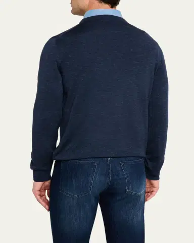 Kiton Men's Cashmere and Linen Crewneck Sweater | Thumbnail 3 Kiton Men's Cashmere and Linen Crewneck Sweater | Thumbnail 3