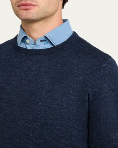 Kiton Men's Cashmere and Linen Crewneck Sweater | Thumbnail 5 Kiton Men's Cashmere and Linen Crewneck Sweater | Thumbnail 5