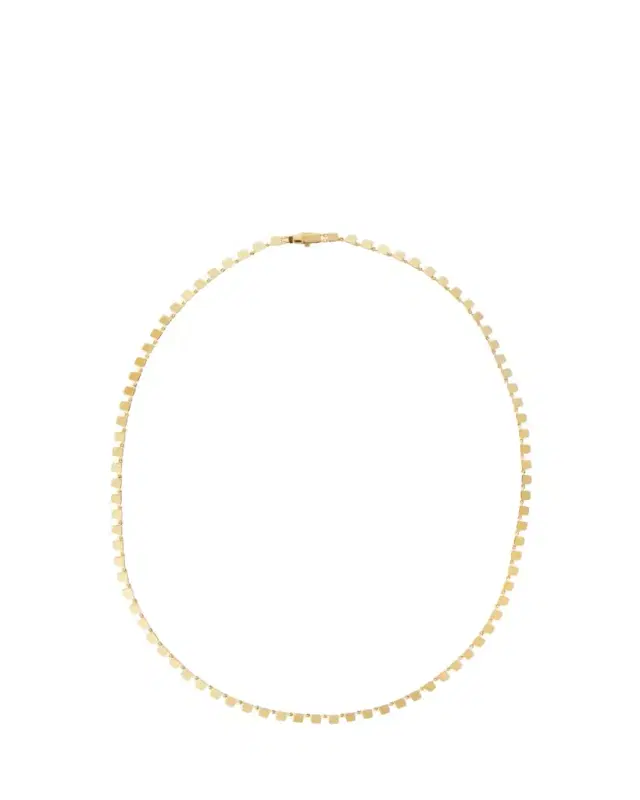 18K Yellow Gold Mini Tile Necklace, 17"L