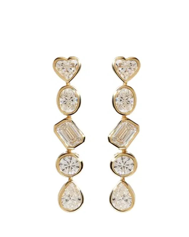 14K Yellow Gold Fancy Shape Lab Grown Diamond Dangle Earrings