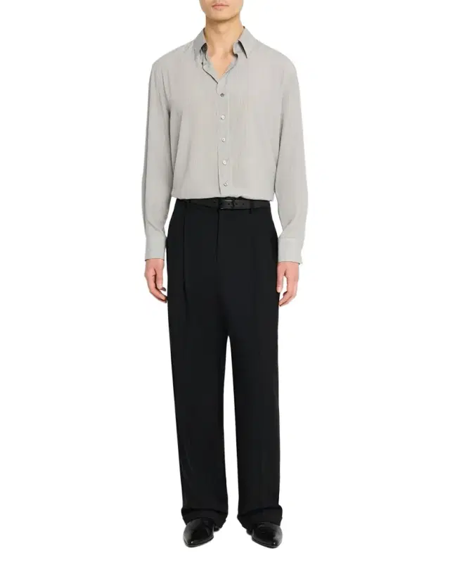 Saint Laurent Men's Micro-Striped Silk Sport Shirt