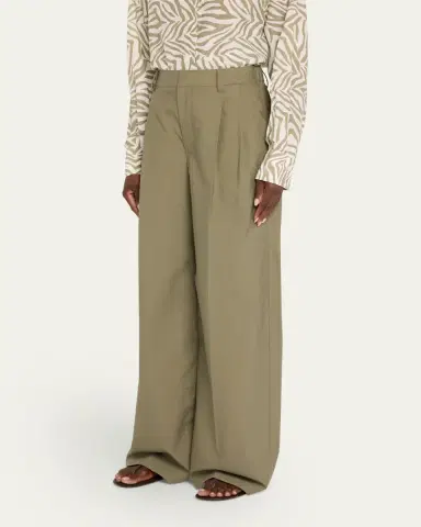 Brunello Cucinelli Techno Cotton Poplin Pleated Wide-Leg Sartorial Pants | Thumbnail 4