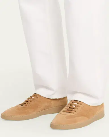 Stuart Weitzman Men's Banner Suede Wingtip-Toe Low-Top Sneakers | Thumbnail 3