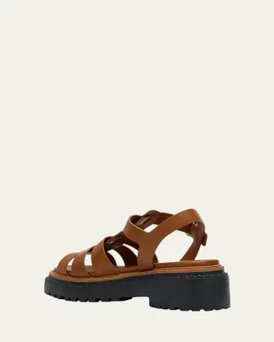 Prada Leather Double-Buckle Fisherman Sandals | Thumbnail 4
