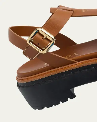 Prada Leather Double-Buckle Fisherman Sandals | Thumbnail 5