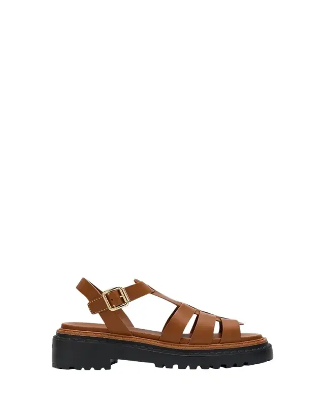 Leather Double-Buckle Fisherman Sandals