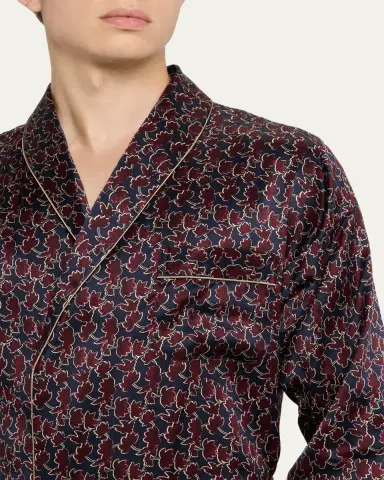 Zimmerli Men's Leaf-Print Silk Robe | Thumbnail 4 Zimmerli Men's Leaf-Print Silk Robe | Thumbnail 4