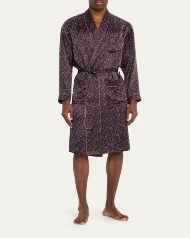 Zimmerli Men's Leaf-Print Silk Robe | Thumbnail 5 Zimmerli Men's Leaf-Print Silk Robe | Thumbnail 5