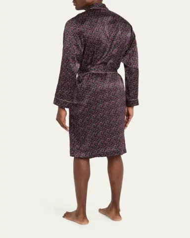 Zimmerli Men's Leaf-Print Silk Robe | Thumbnail 6 Zimmerli Men's Leaf-Print Silk Robe | Thumbnail 6