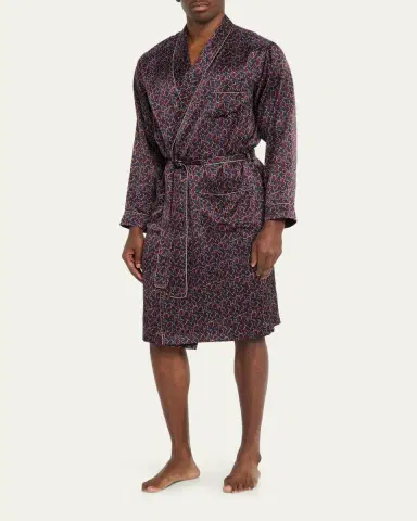 Zimmerli Men's Leaf-Print Silk Robe | Thumbnail 7 Zimmerli Men's Leaf-Print Silk Robe | Thumbnail 7