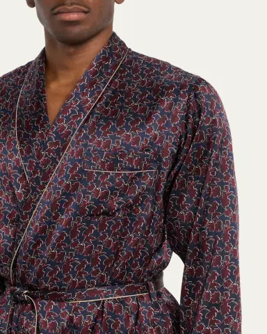 Zimmerli Men's Leaf-Print Silk Robe | Thumbnail 8 Zimmerli Men's Leaf-Print Silk Robe | Thumbnail 8