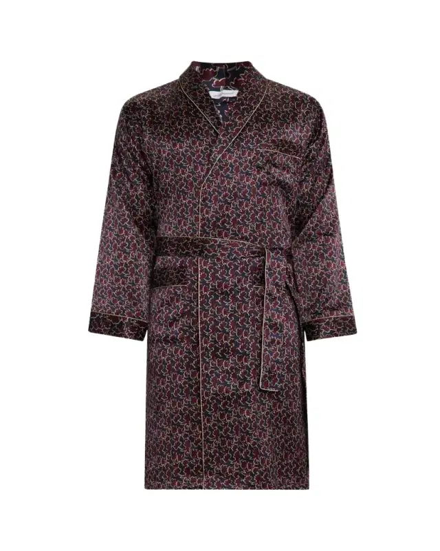 Zimmerli Men's Leaf-Print Silk Robe