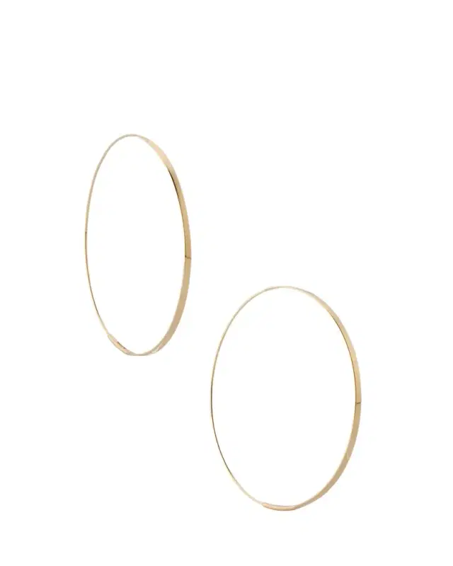 50mm Medium Flat Magic Hoop Earrings in 14K Yellow Gold