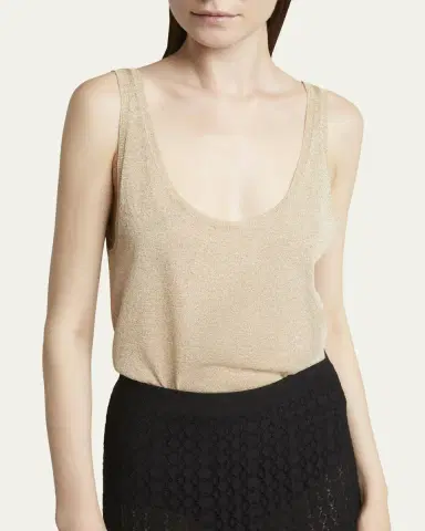 Saint Laurent Metallic Knit Sleeveless Tank Top | Thumbnail 9