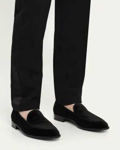 John Lobb Men's Bill Velvet Penny Loafers | Thumbnail 2 John Lobb Men's Bill Velvet Penny Loafers | Thumbnail 2