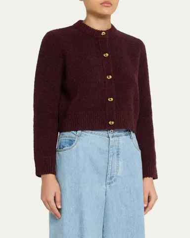 Bottega Veneta Knot-Button Boucle Knit Cardigan | Thumbnail 4