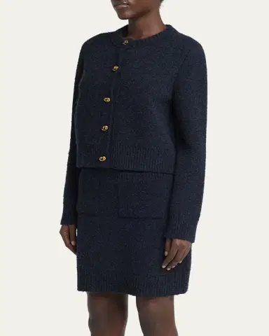 Bottega Veneta Knot-Button Boucle Knit Cardigan | Thumbnail 8
