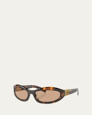 Miu Miu 14ZSF Logo Oval Acetate Sunglasses | Thumbnail 2