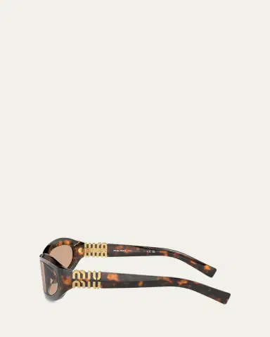 Miu Miu 14ZSF Logo Oval Acetate Sunglasses | Thumbnail 3
