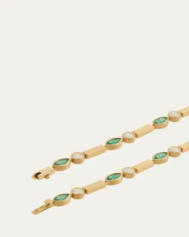Ileana Makri Emerald Navette Stream Bracelet with Diamonds in 18K Yellow | Thumbnail 3