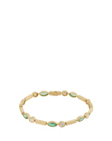 Ileana Makri Emerald Navette Stream Bracelet with Diamonds in 18K Yellow | Thumbnail 1