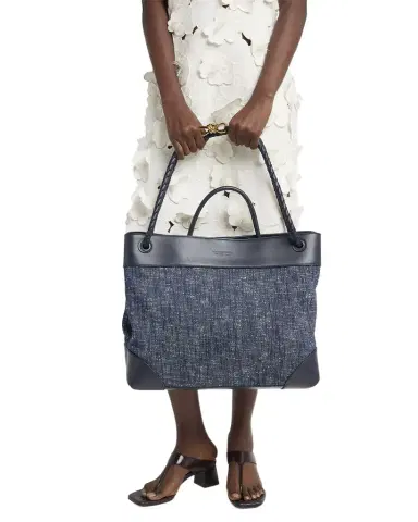 Bottega Veneta Large Andiamo Denim Boucle Crossbody Bag | Thumbnail 1 Bottega Veneta Large Andiamo Denim Boucle Crossbody Bag | Thumbnail 1