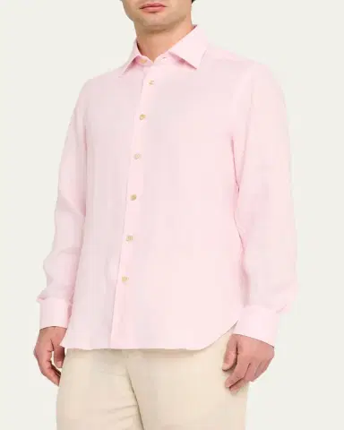 Kiton Men's Linen Sport Shirt | Thumbnail 2