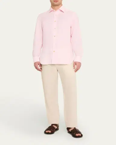 Kiton Men's Linen Sport Shirt | Thumbnail 3