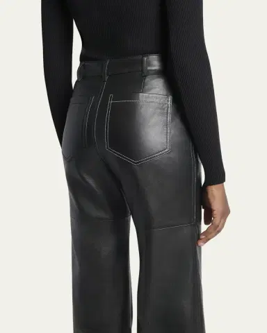 Victoria Beckham Alina Flared Leather Trousers | Thumbnail 5 Victoria Beckham Alina Flared Leather Trousers | Thumbnail 5