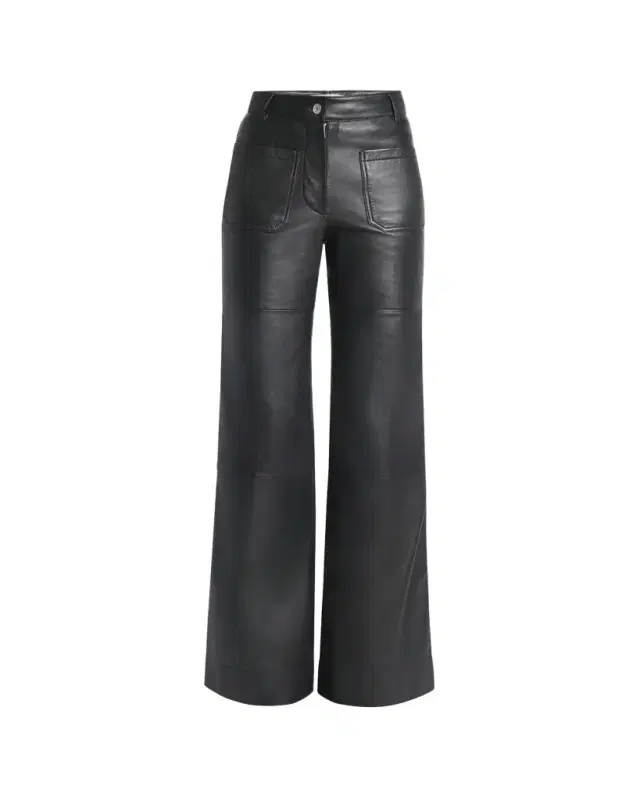 Victoria Beckham Alina Flared Leather Trousers