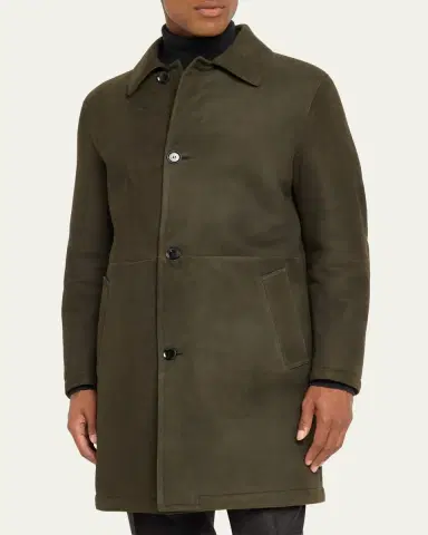 Brioni Men's Leather Overcoat | Thumbnail 4