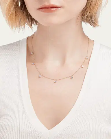 Kendall Row 14K Yellow Gold Bezel Round Diamond Station Necklace, 16-18"L | Thumbnail 2 Kendall Row 14K Yellow Gold Bezel Round Diamond Station Necklace, 16-18"L | Thumbnail 2