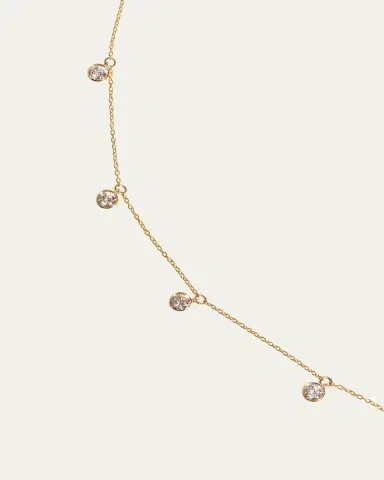 Kendall Row 14K Yellow Gold Bezel Round Diamond Station Necklace, 16-18"L | Thumbnail 3 Kendall Row 14K Yellow Gold Bezel Round Diamond Station Necklace, 16-18"L | Thumbnail 3