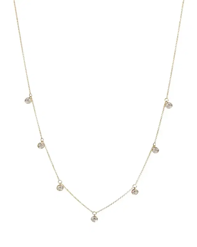 Kendall Row 14K Yellow Gold Bezel Round Diamond Station Necklace, 16-18"L