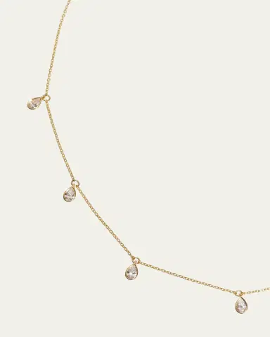 Kendall Row 14K Yellow Gold Bezel Pear Diamond Station Necklace, 16-18"L | Thumbnail 2 Kendall Row 14K Yellow Gold Bezel Pear Diamond Station Necklace, 16-18"L | Thumbnail 2
